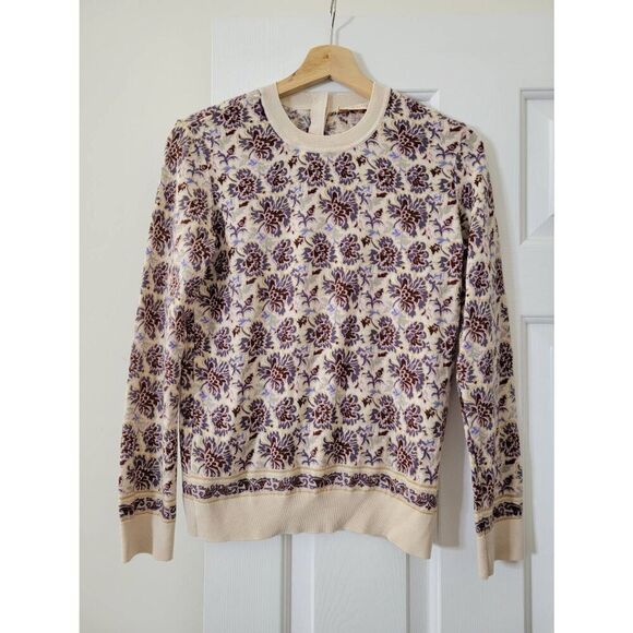 Tory Burch Floral Print Merino Wool Sweater XS - Picture 2 of 10